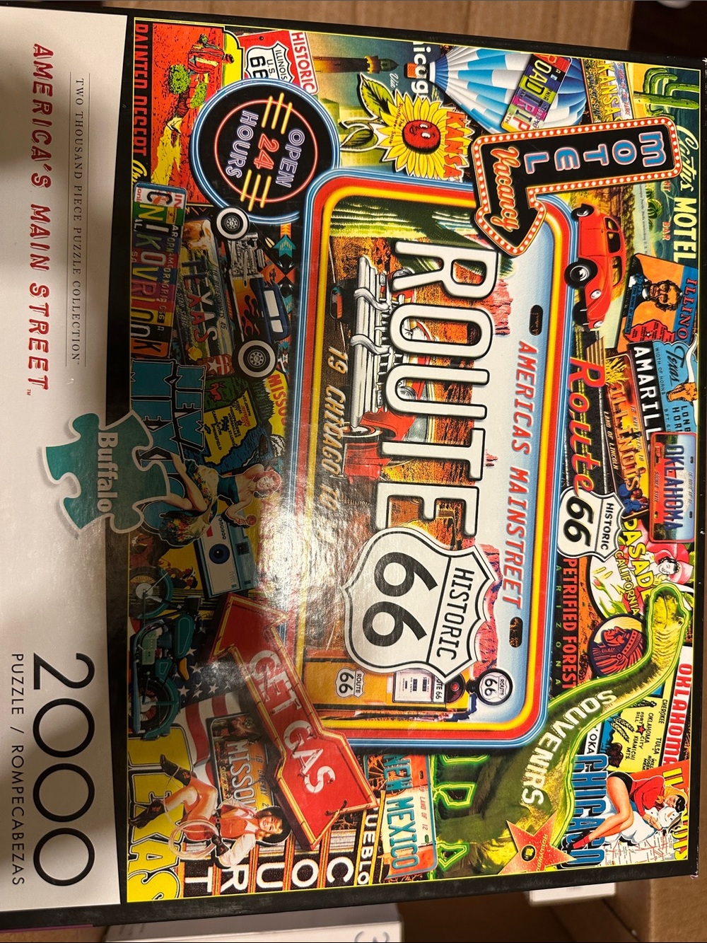 Route 66 Puzzle - Colorful Retro Road Trip Design